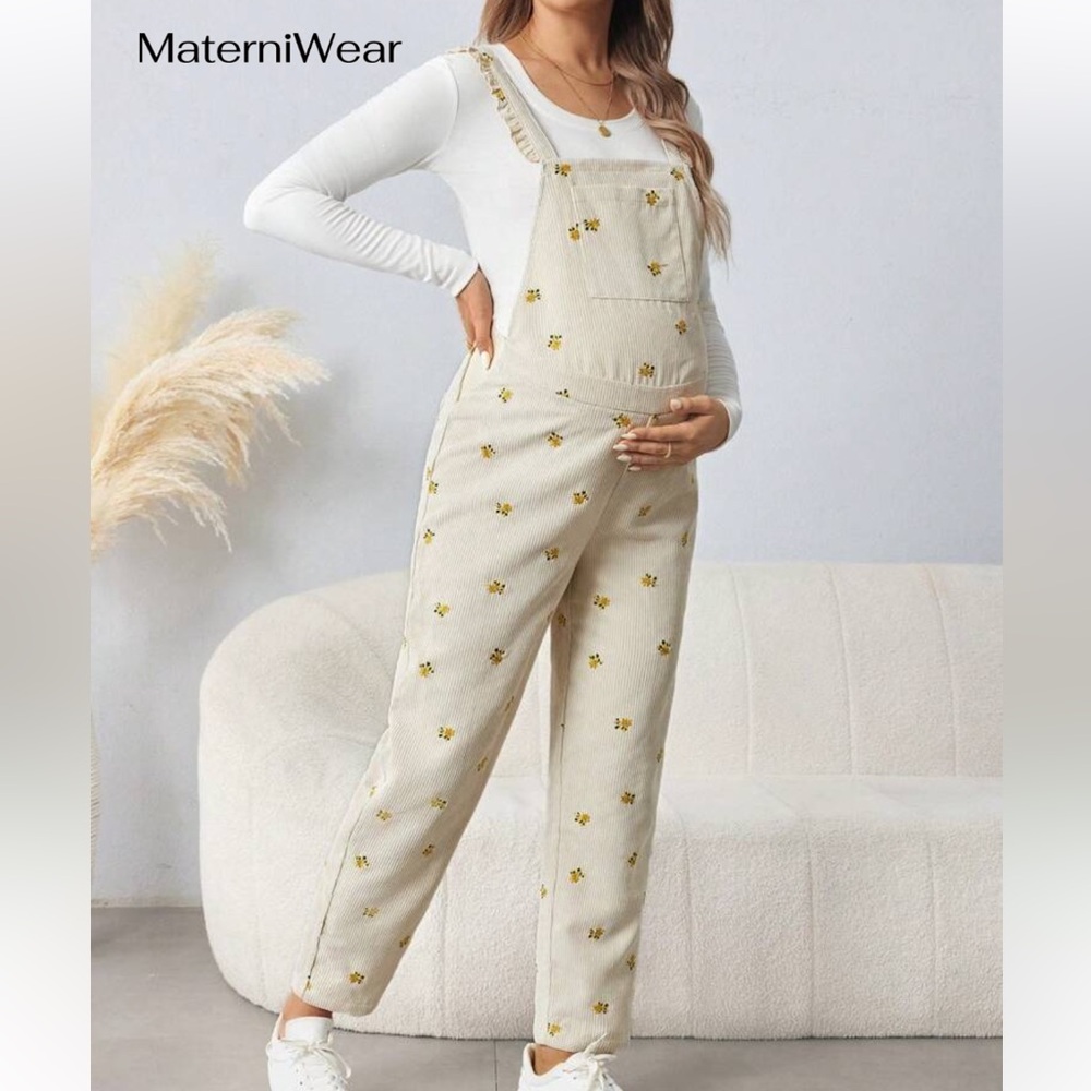 Floral Beige MATERNITY Jumpsuit